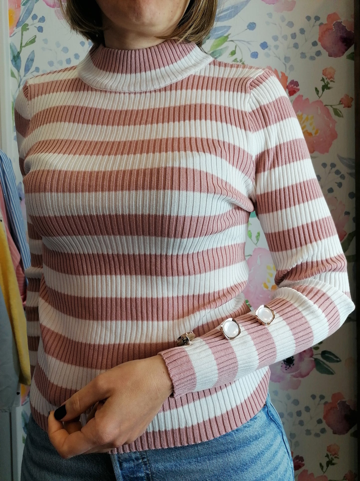 Maglia rigata a costine