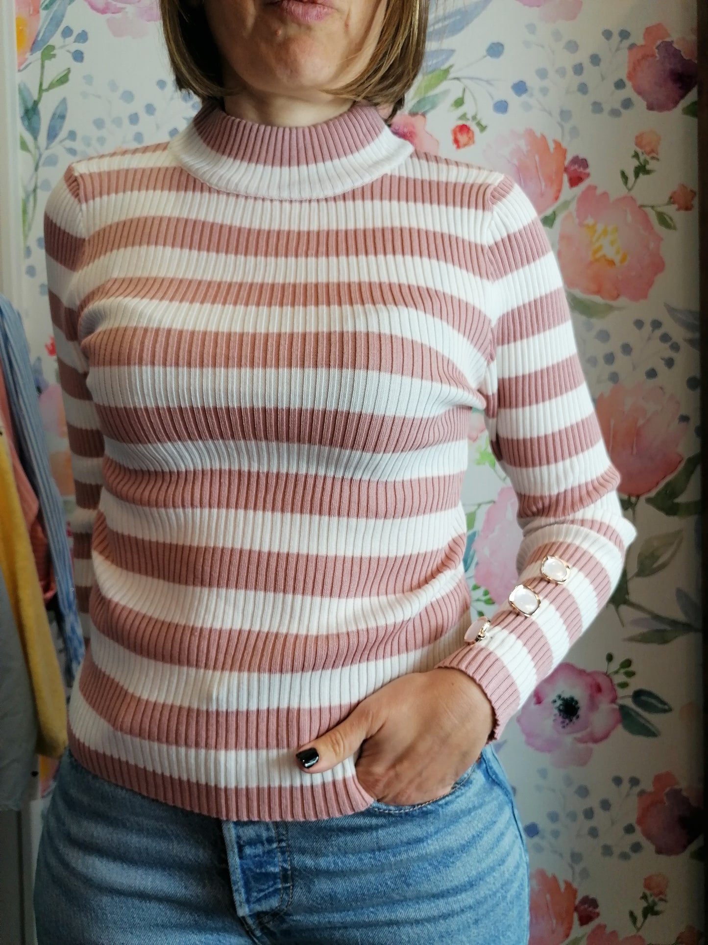Maglia rigata a costine