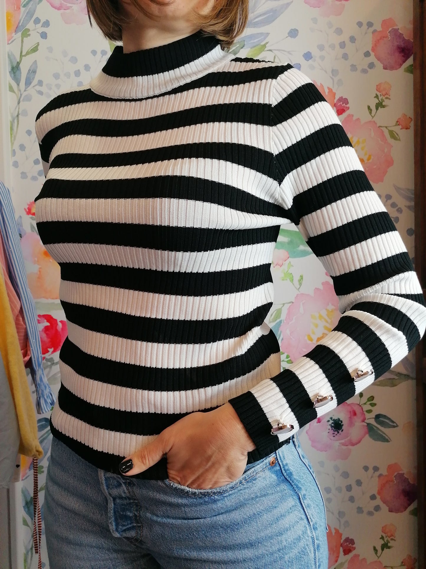 Maglia rigata a costine