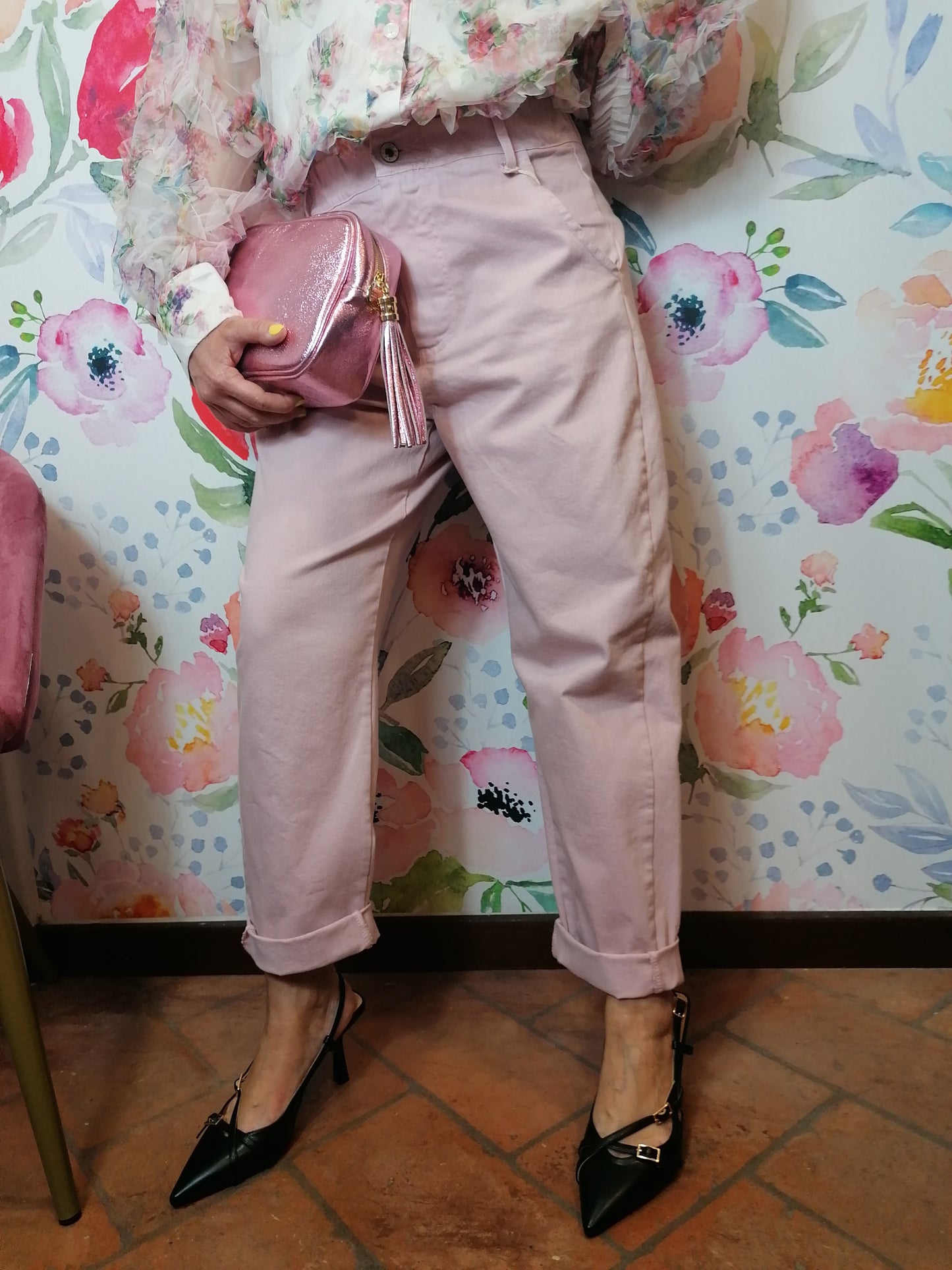 Pantaloni denim caramella mom fit