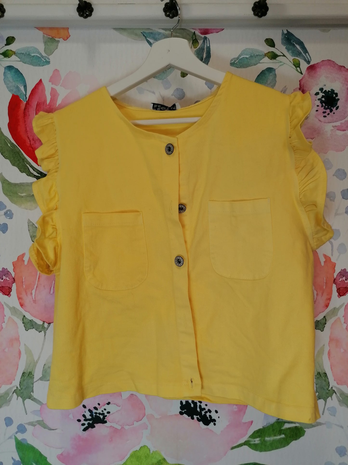 Gilet denim maniche volant