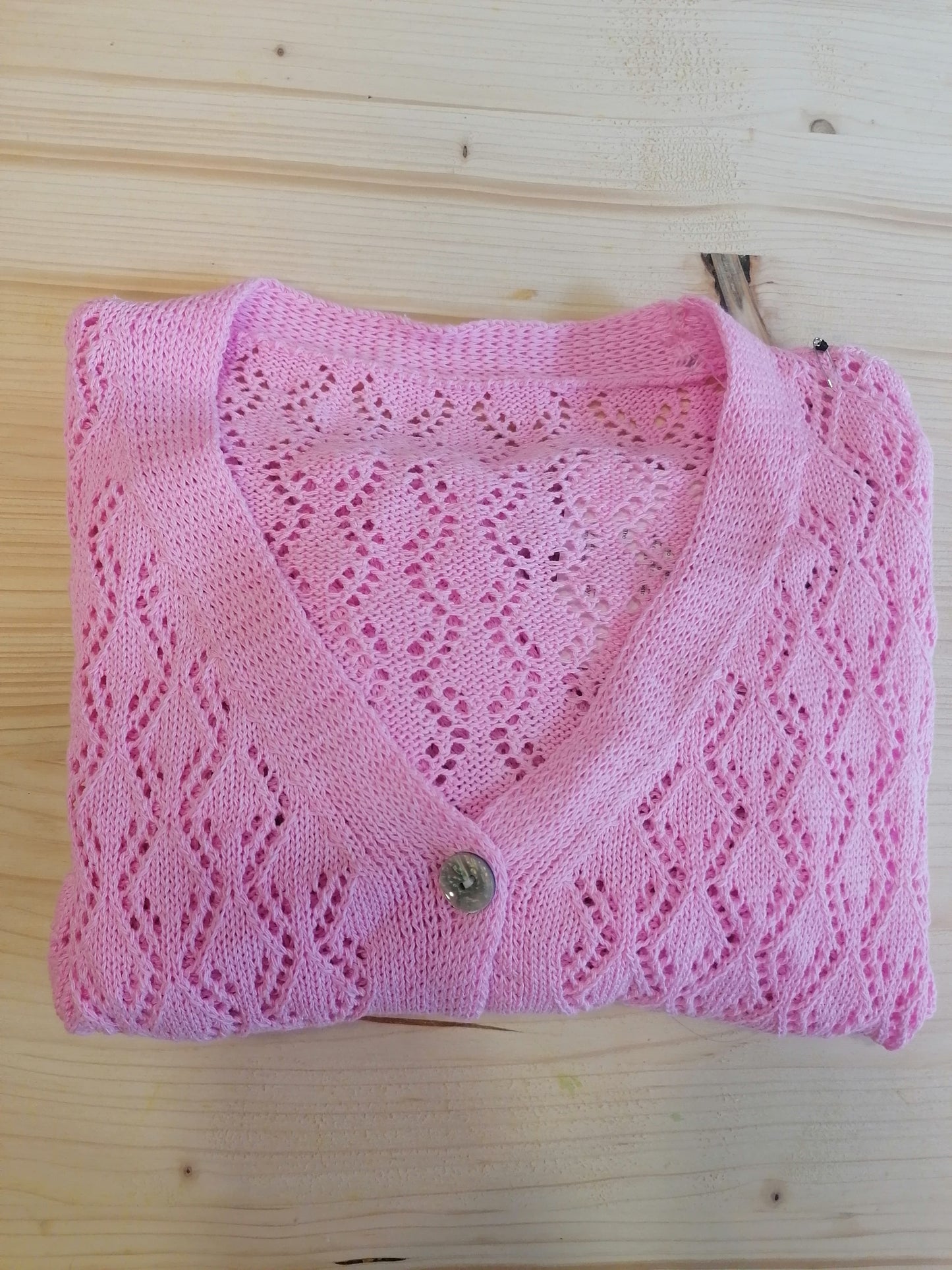 Cardigan 3 bottoni traforato cotone maniche corte