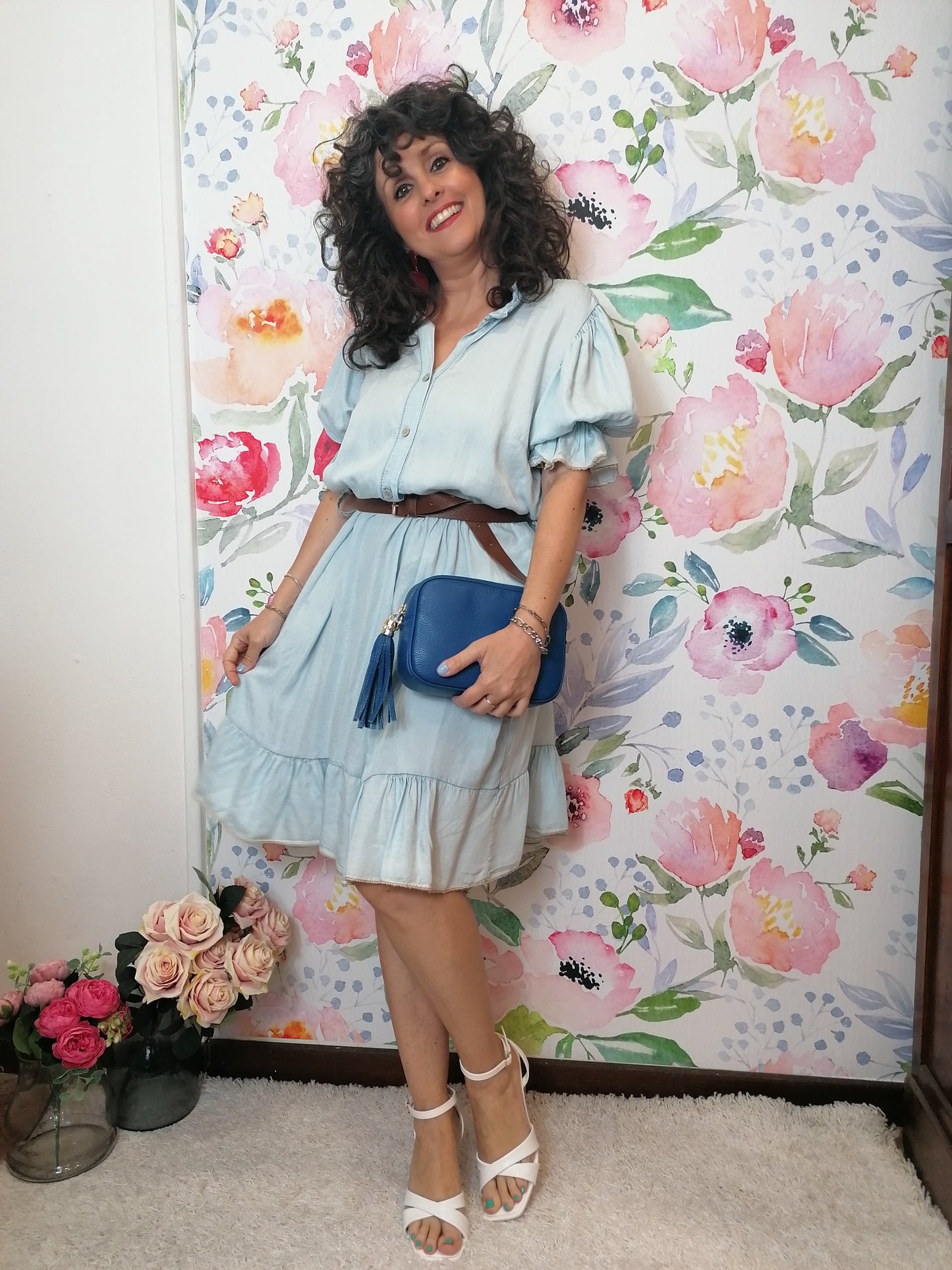 Abito denim chiaro in tencel
