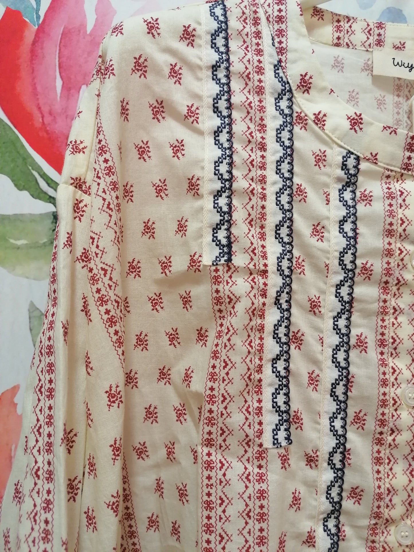 Blusa romantica collo rotondo rossa