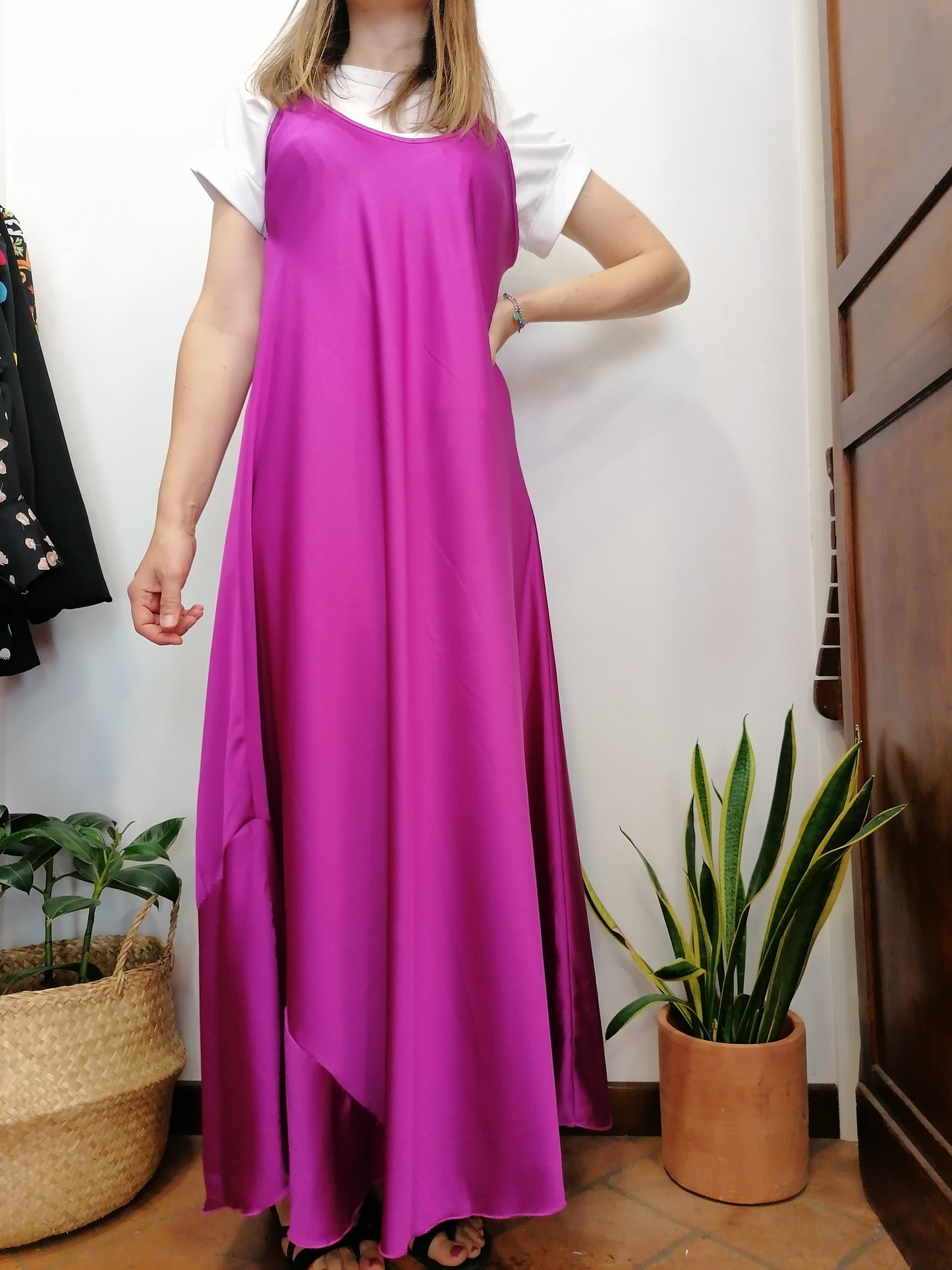 Long dress prendisole satin