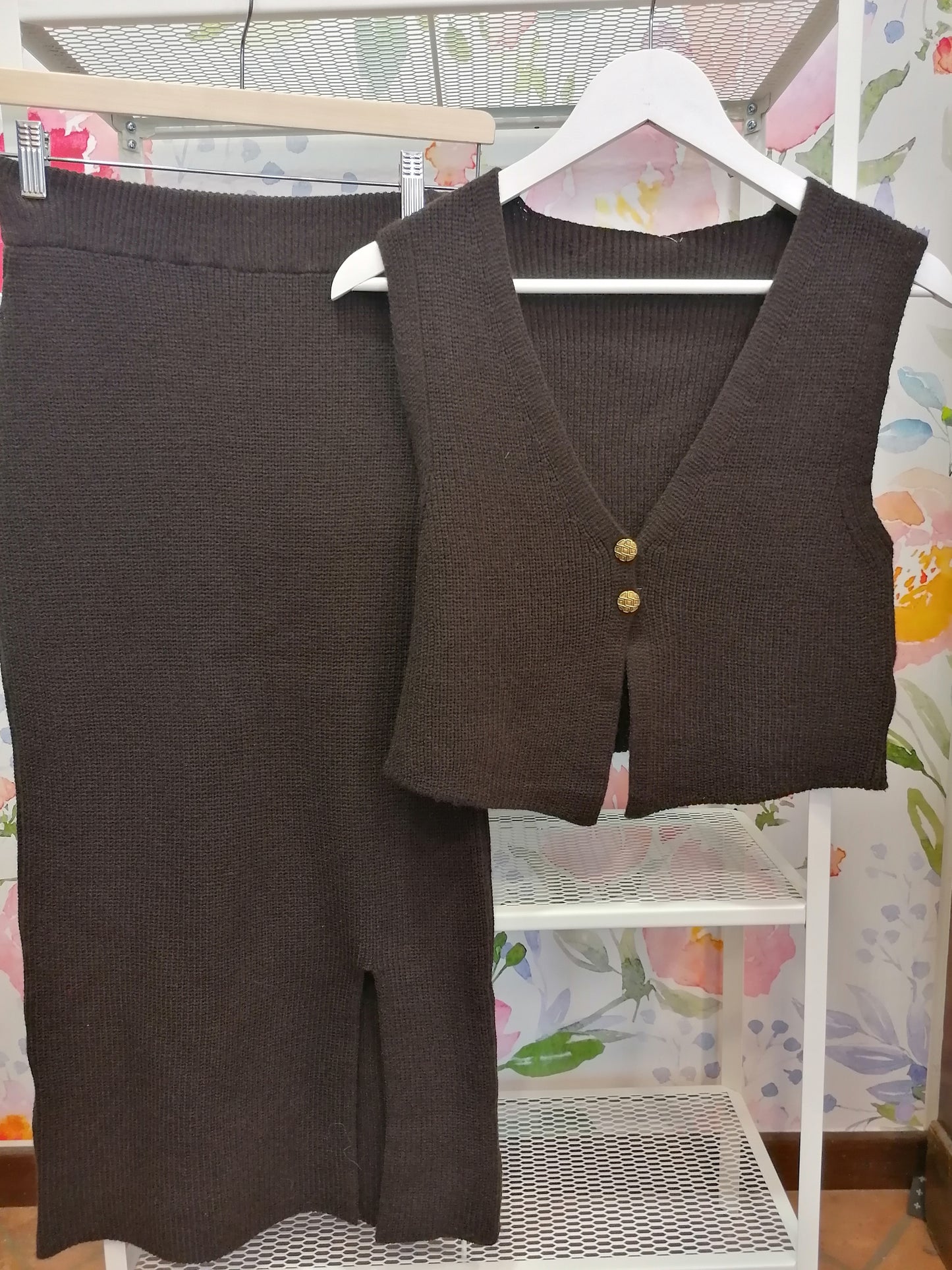 Completo in maglia gonna + gilet