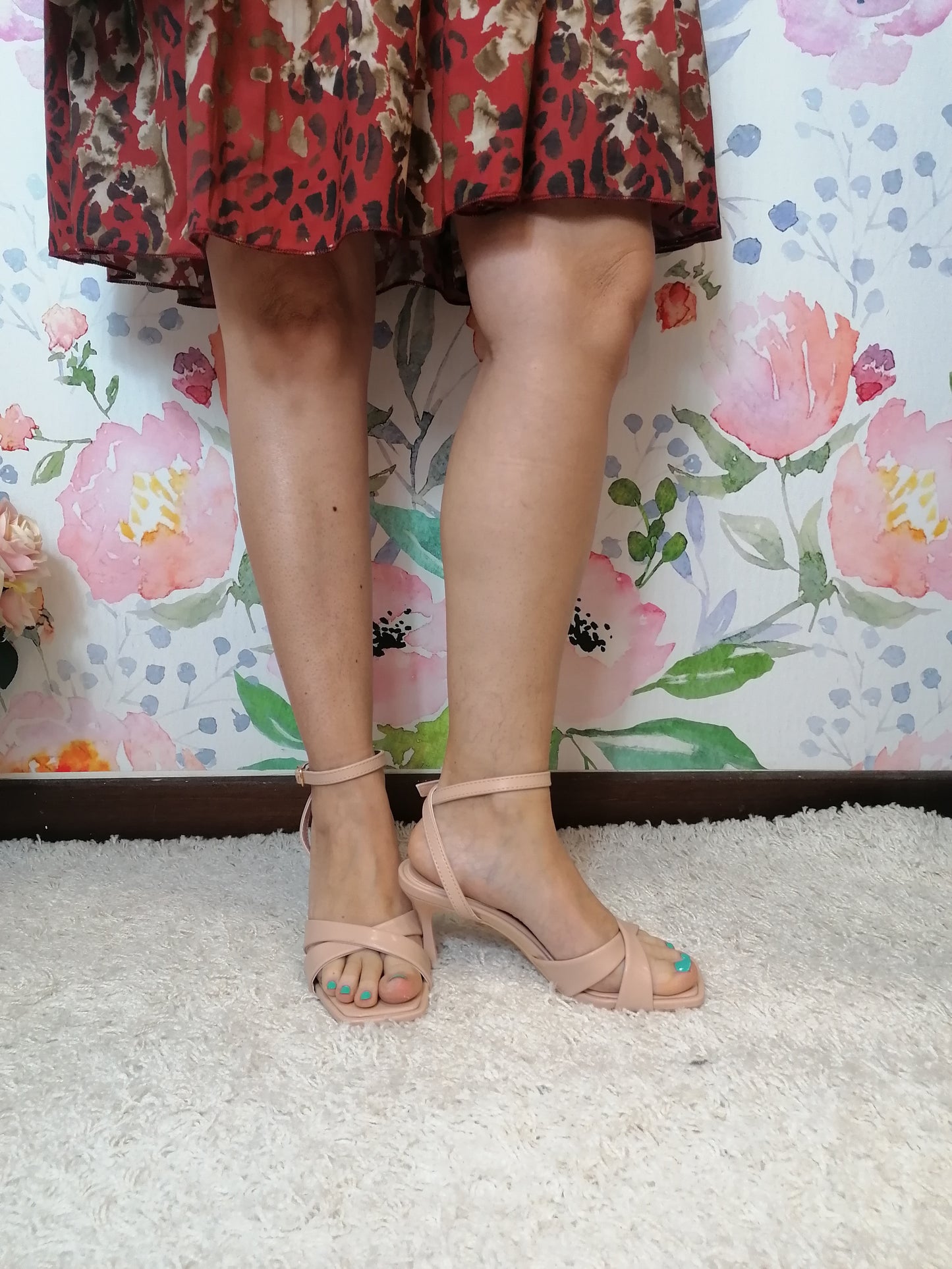 Abito jungle rosso in cotone