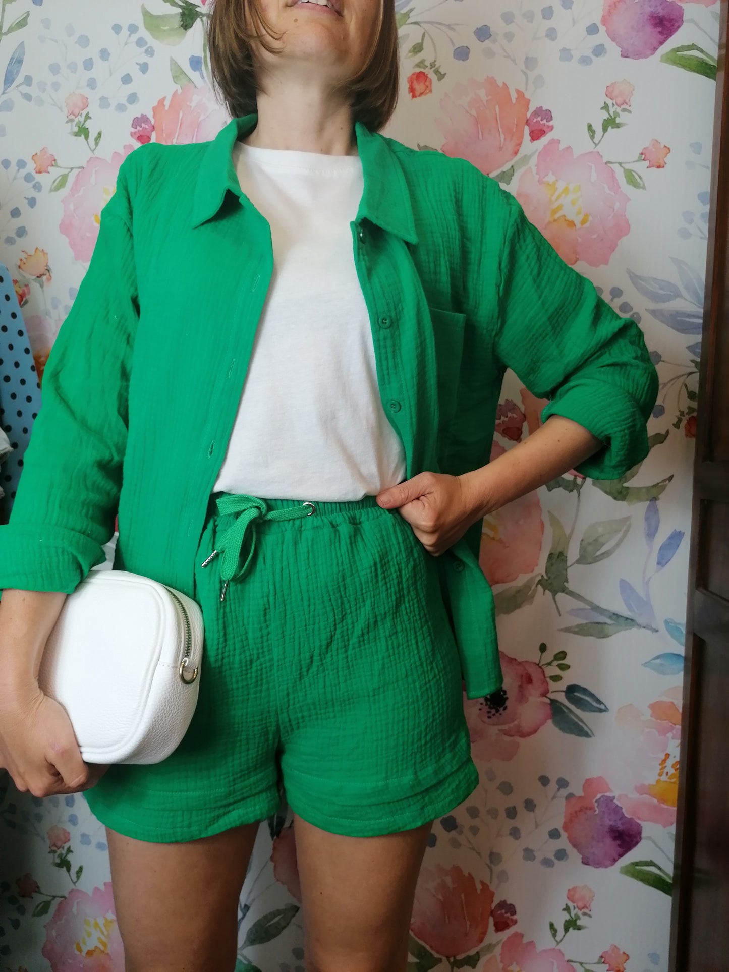 Completo cotone basic camicia+ shorts