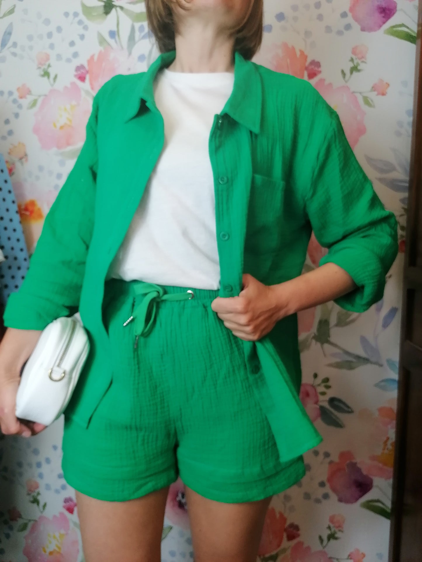 Completo cotone basic camicia+ shorts