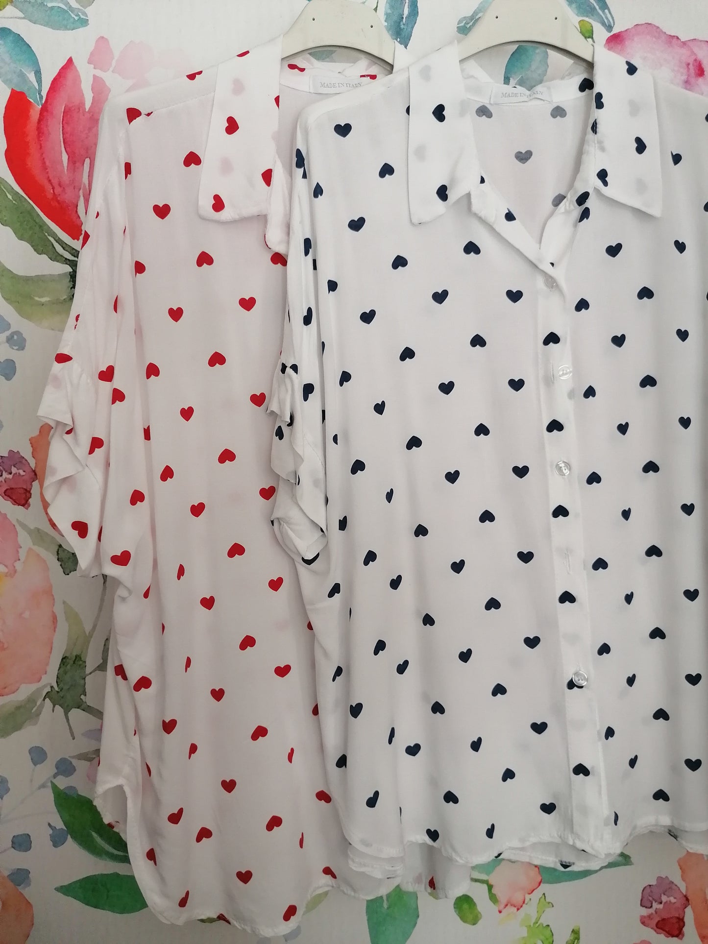 Camicia viscosa cuori over