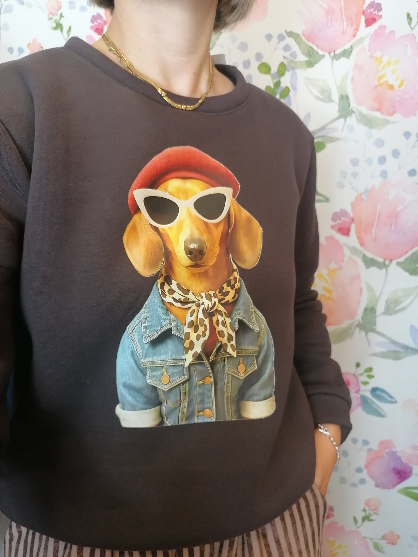 Felpa cagnolino fashion occhiali - felpata