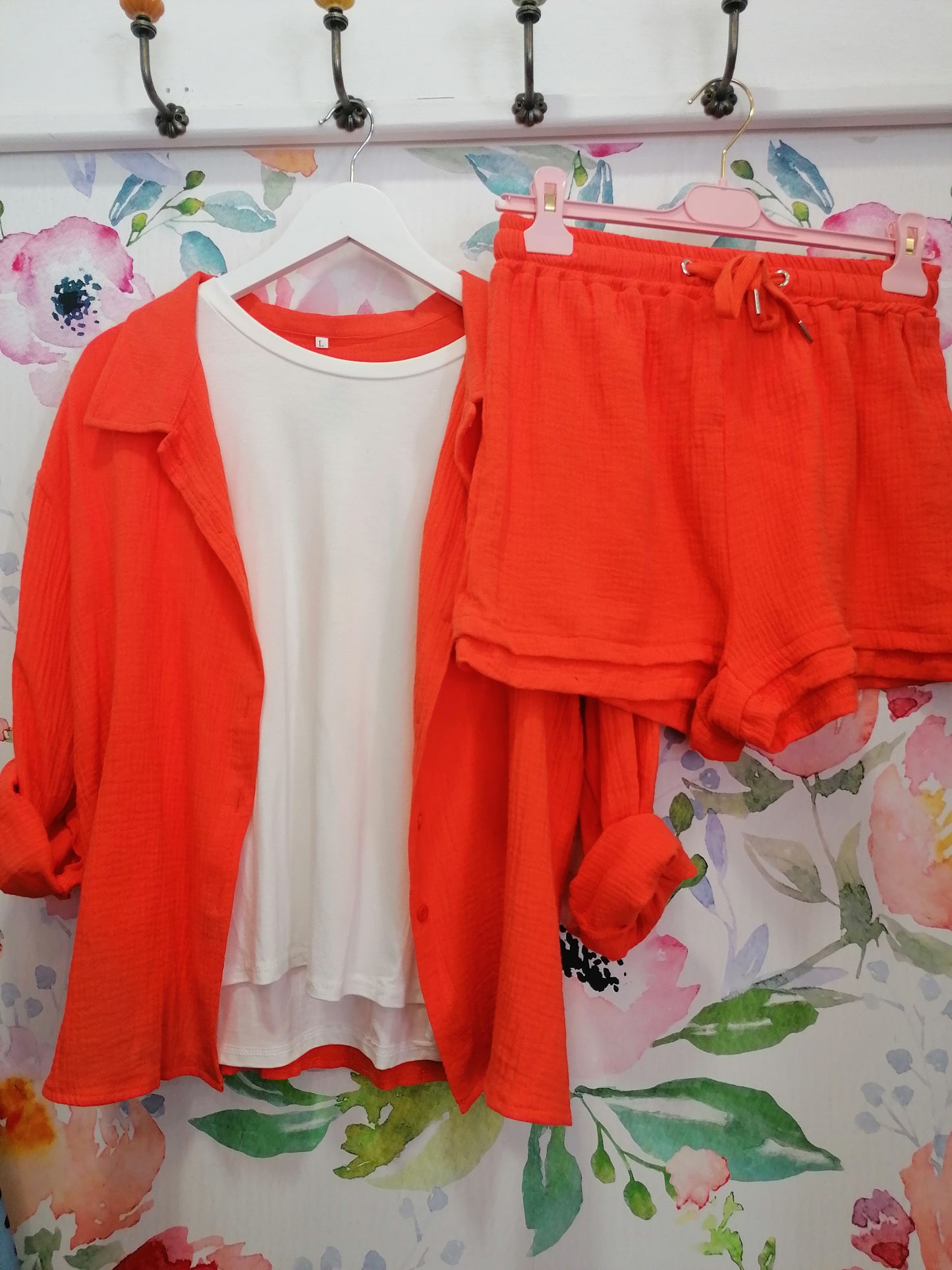 Completo cotone basic camicia+ shorts
