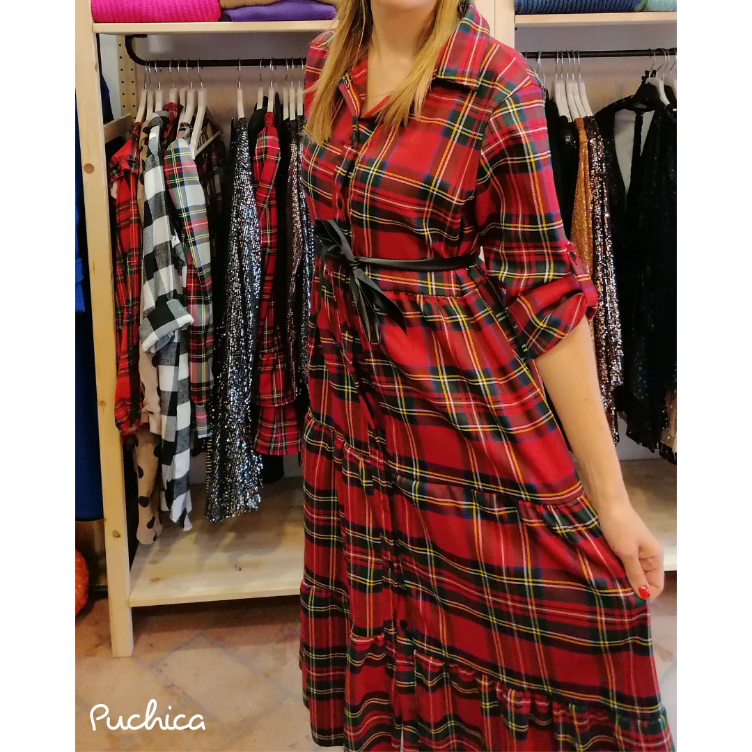 Abito 2025 tartan rosso