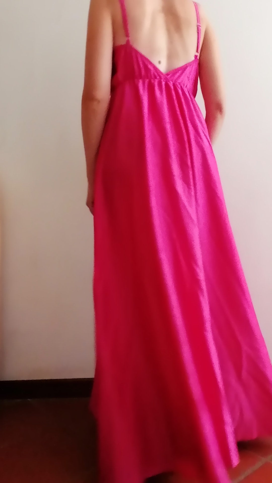 Long dress satin scollo portafoglio