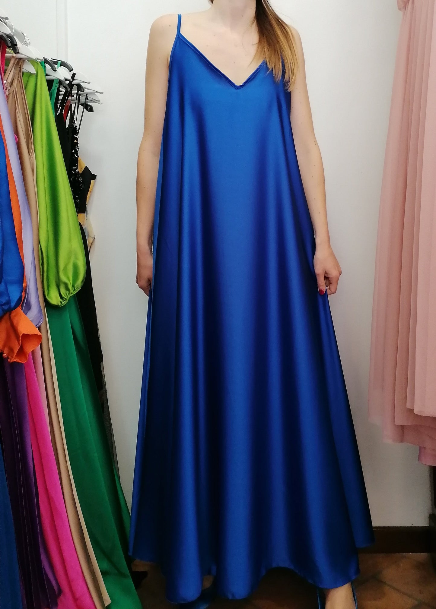 Long dress prendisole satin