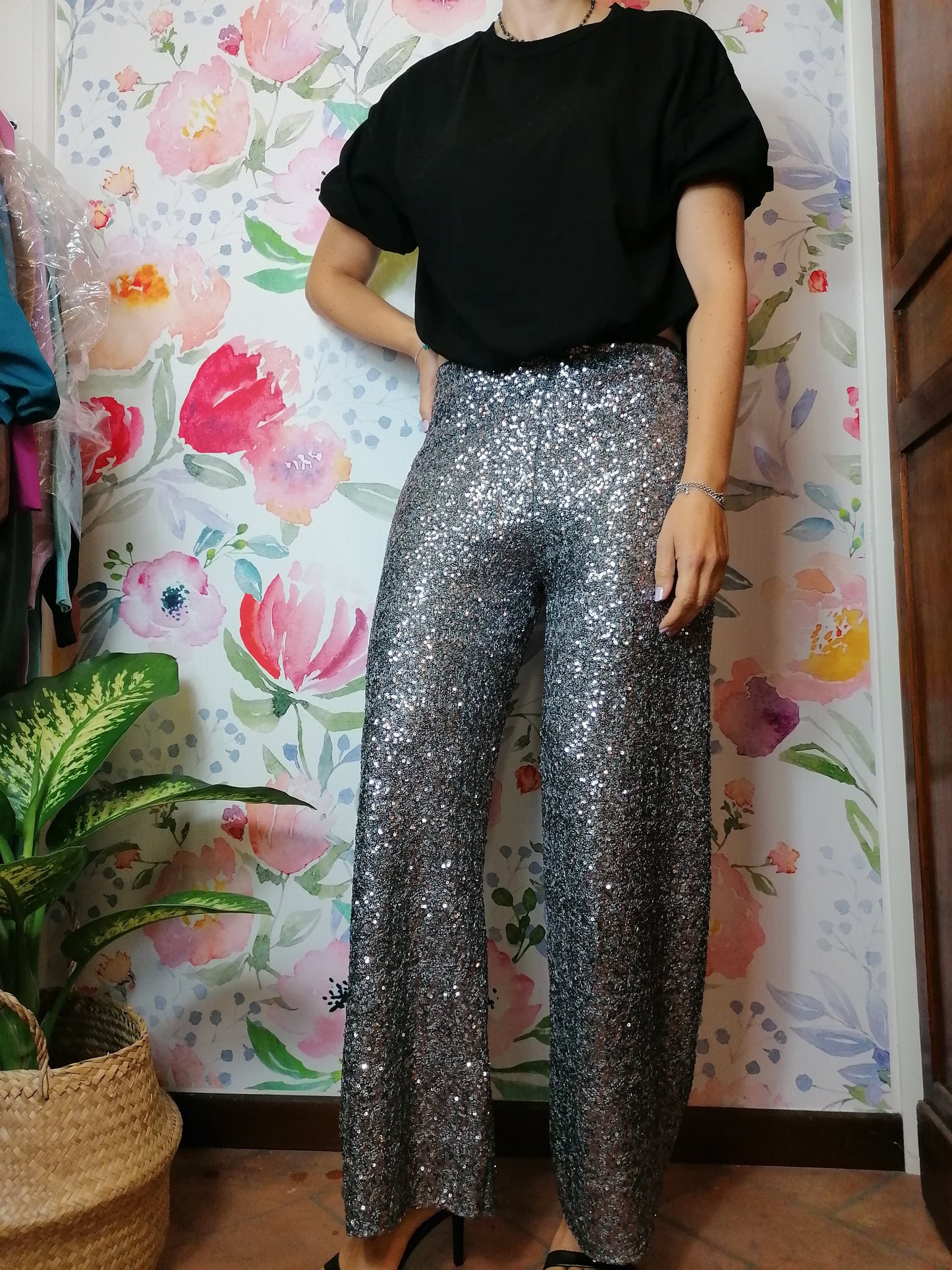 Pantaloni paillettes palazzo