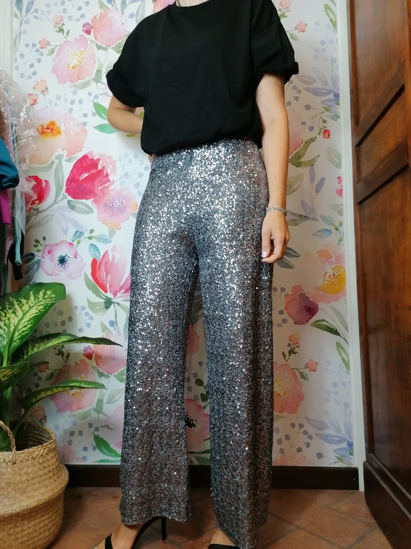 Pantaloni paillettes palazzo