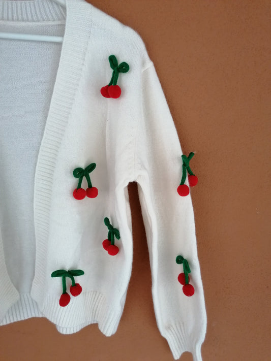 Cardigan Ciliegie BIANCO