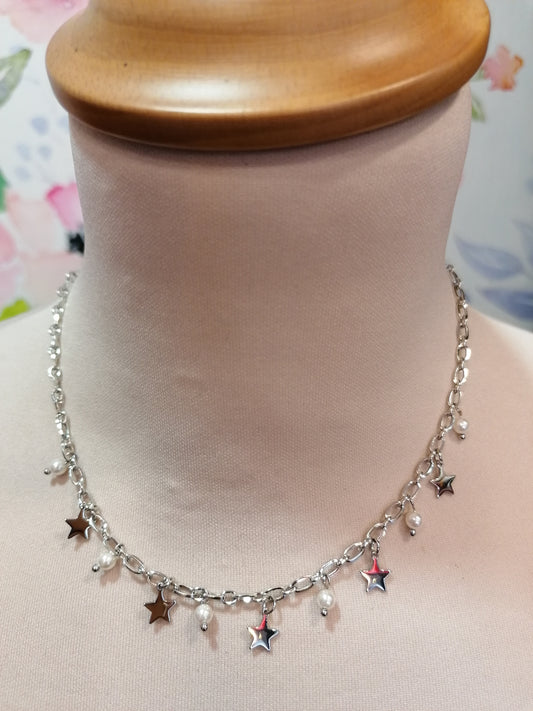 Collana stelle e perline SILVER