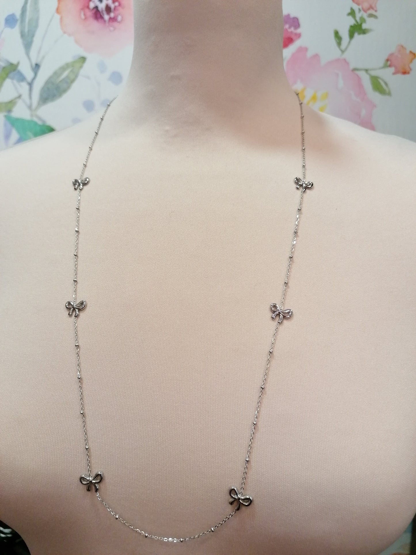 Collana lunga 6 fiocchi SILVER
