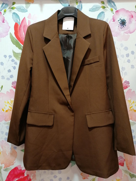 Blazer oversize 1 bottone - CIOCCOLATO