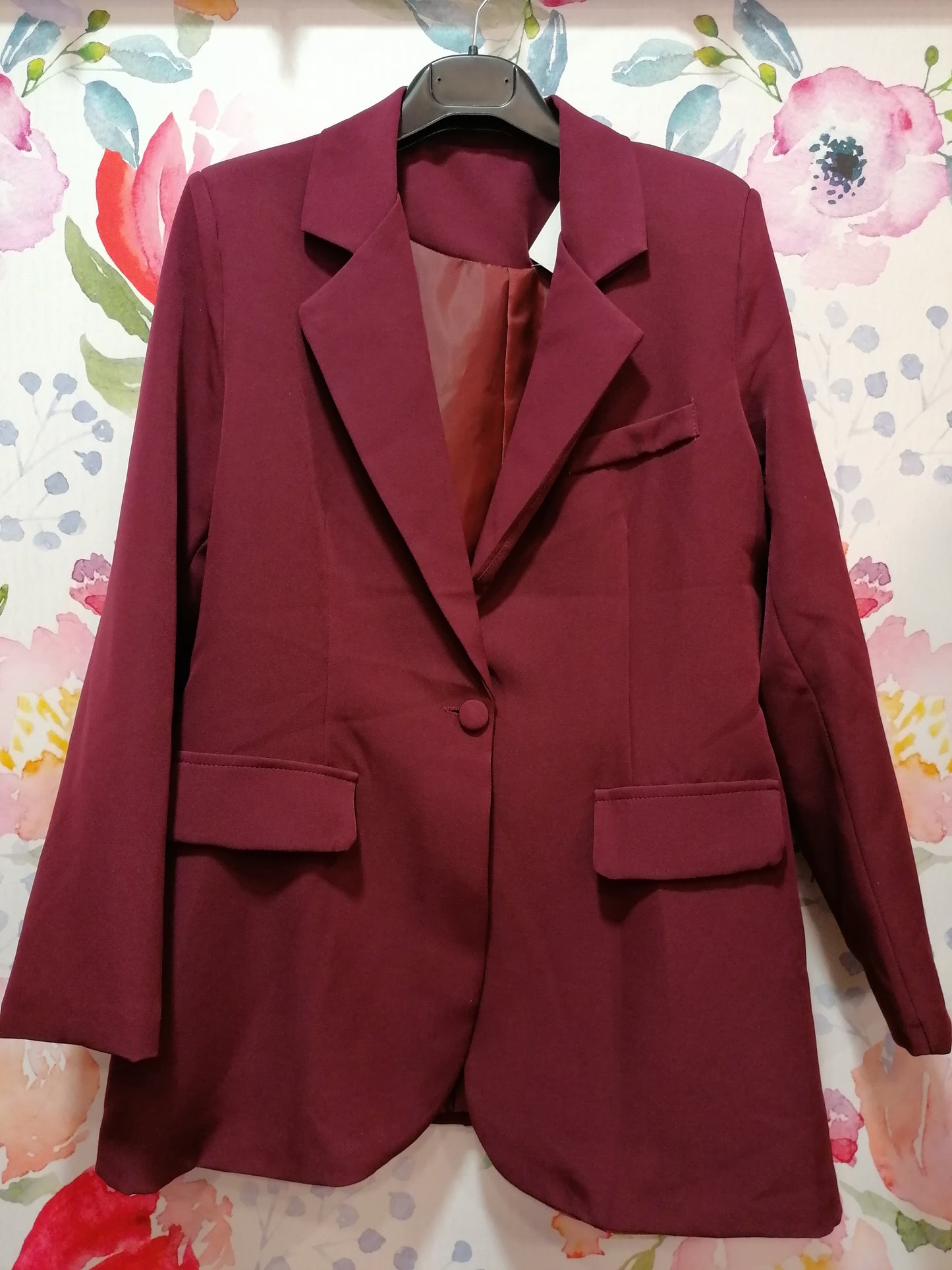 Blazer oversize 1 bottone - BURGUNDY