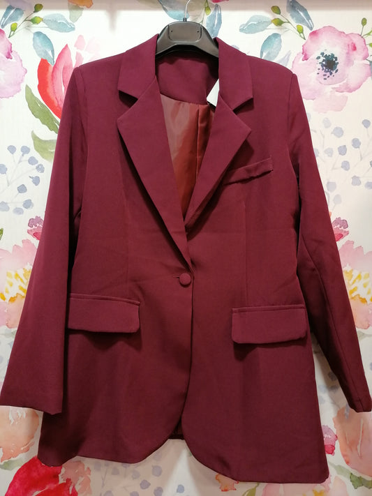 Blazer oversize 1 bottone - BURGUNDY