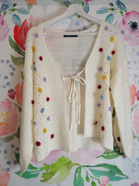 Cardigan con applicazioni pois
