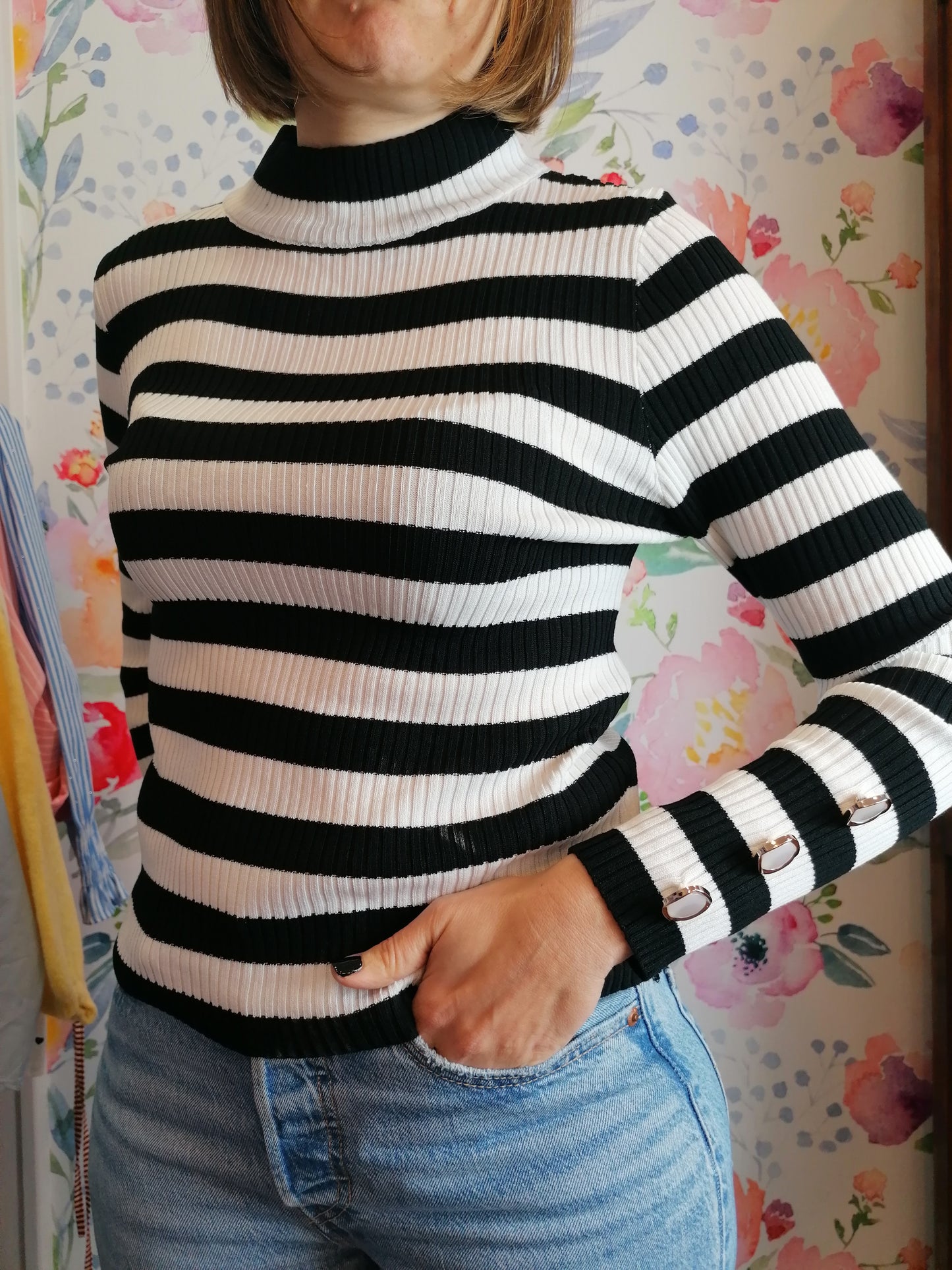 Maglia rigata a costine