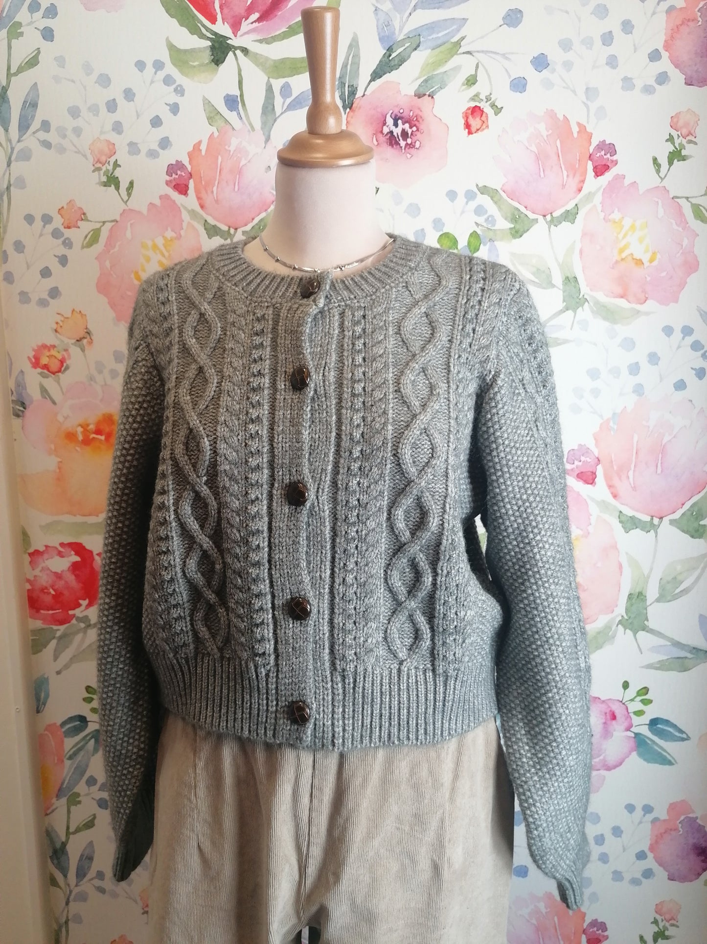 Cardigan intrecciato crop GRIGIO