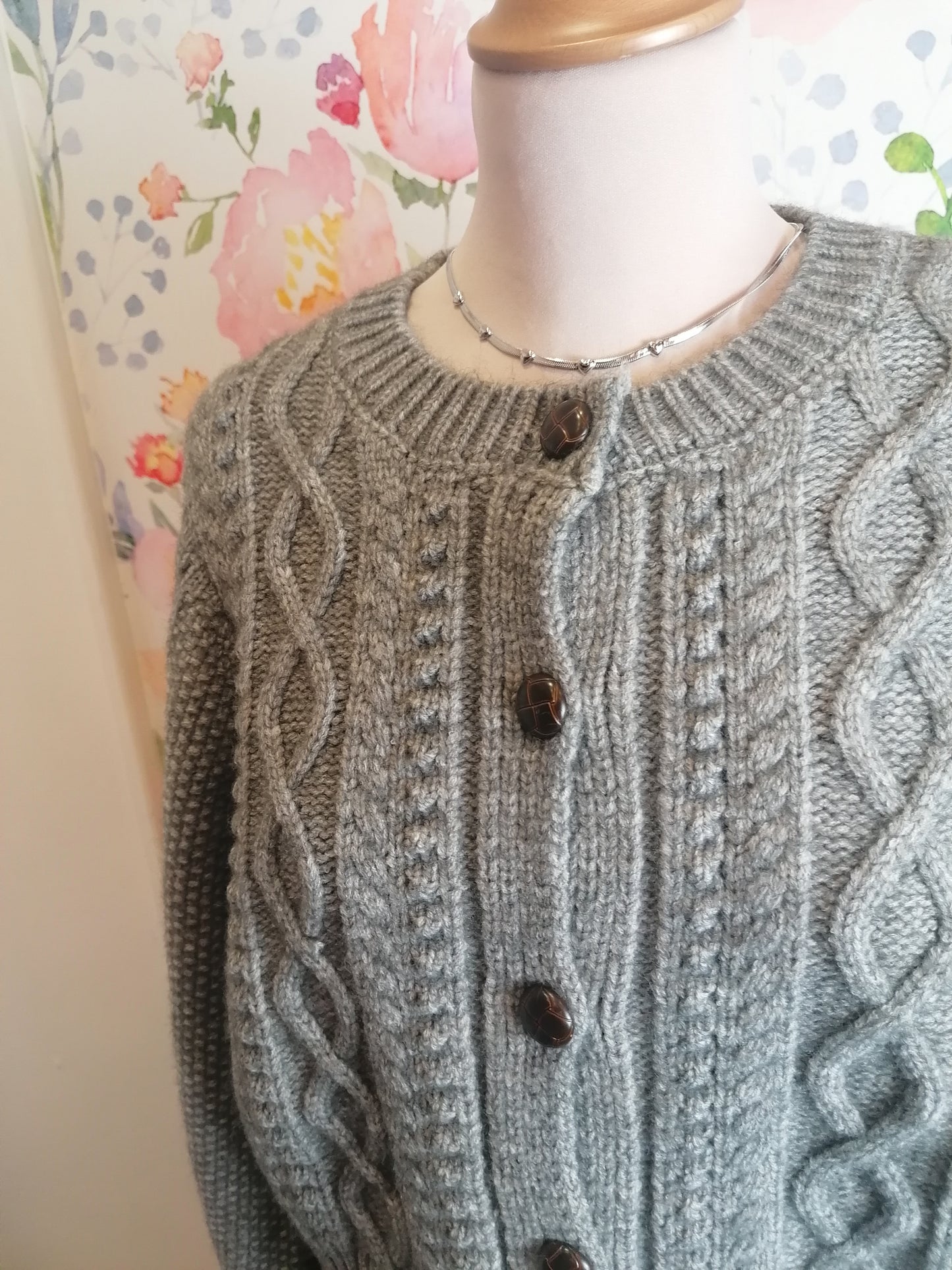 Cardigan intrecciato crop GRIGIO