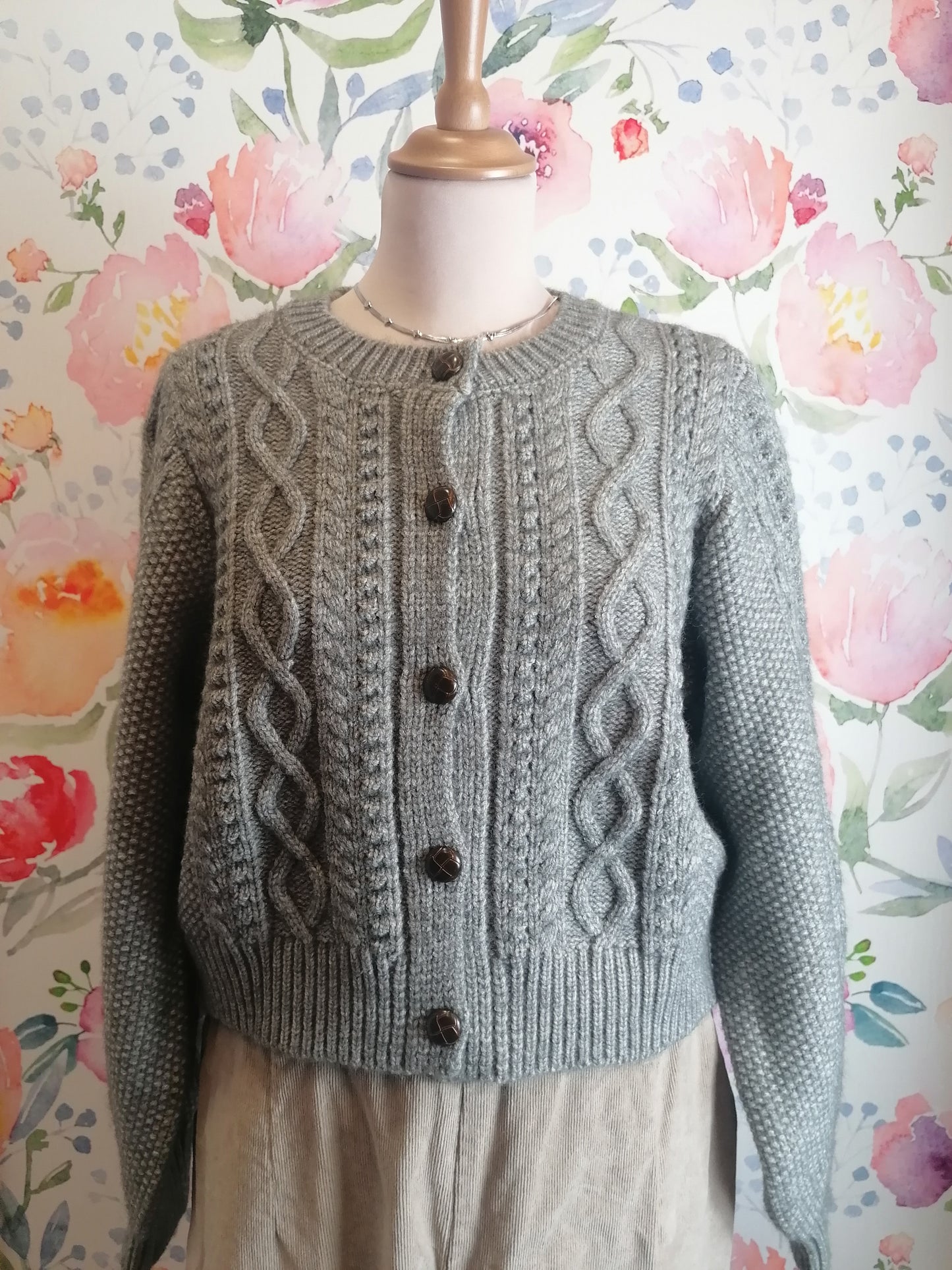 Cardigan intrecciato crop GRIGIO