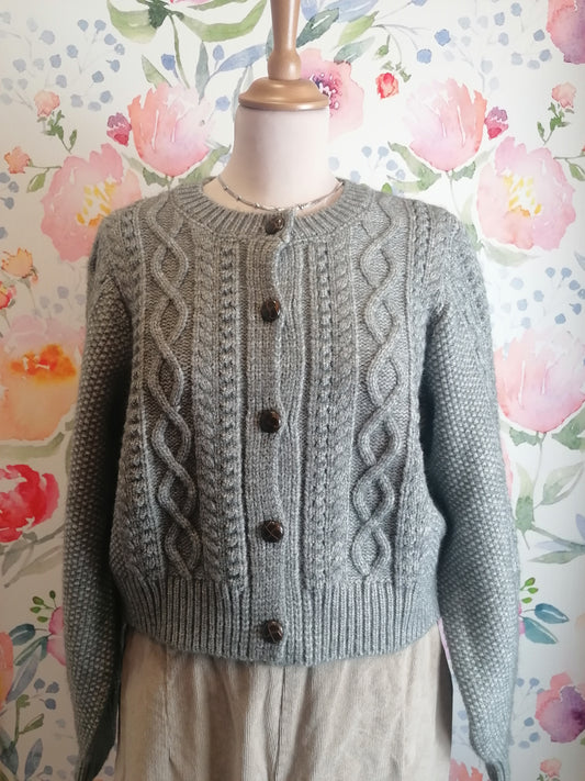 Cardigan intrecciato crop GRIGIO