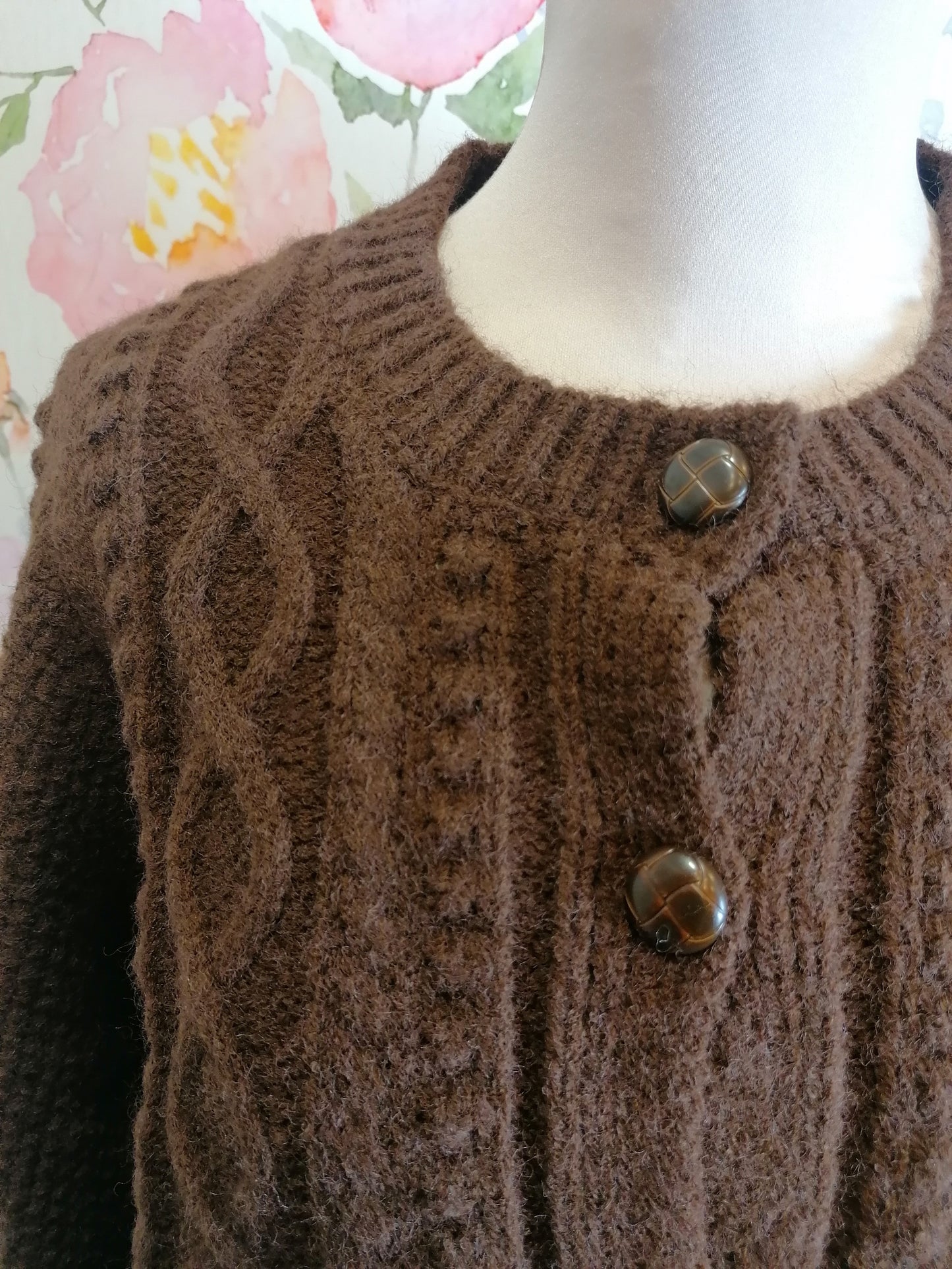 Cardigan intrecciato crop CIOCCOLATO