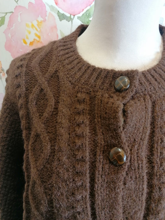 Cardigan intrecciato crop CIOCCOLATO