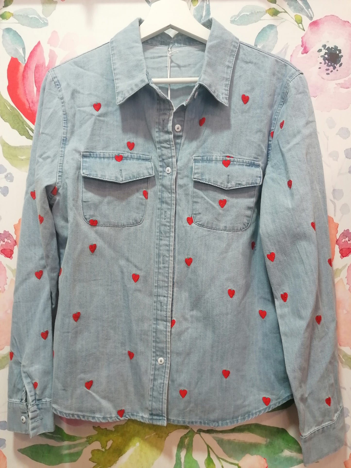 Camicia jeans denim cuori