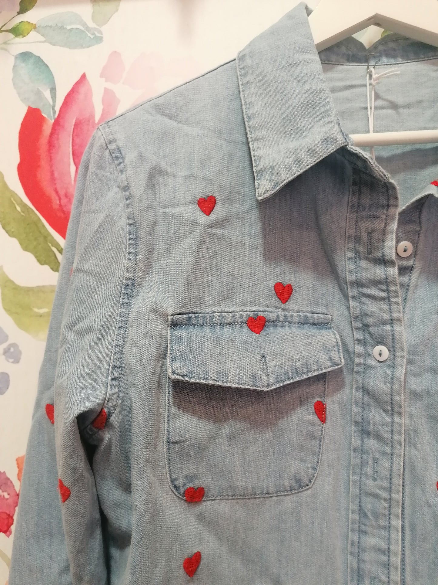 Camicia jeans denim cuori