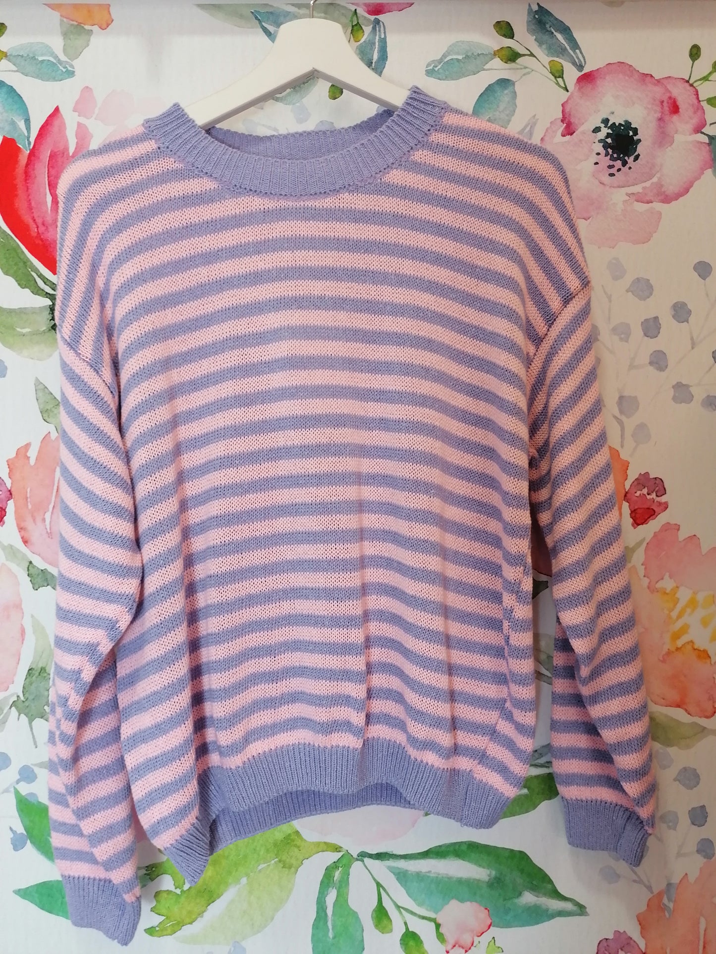 Maglioncino di cotone a righe viola