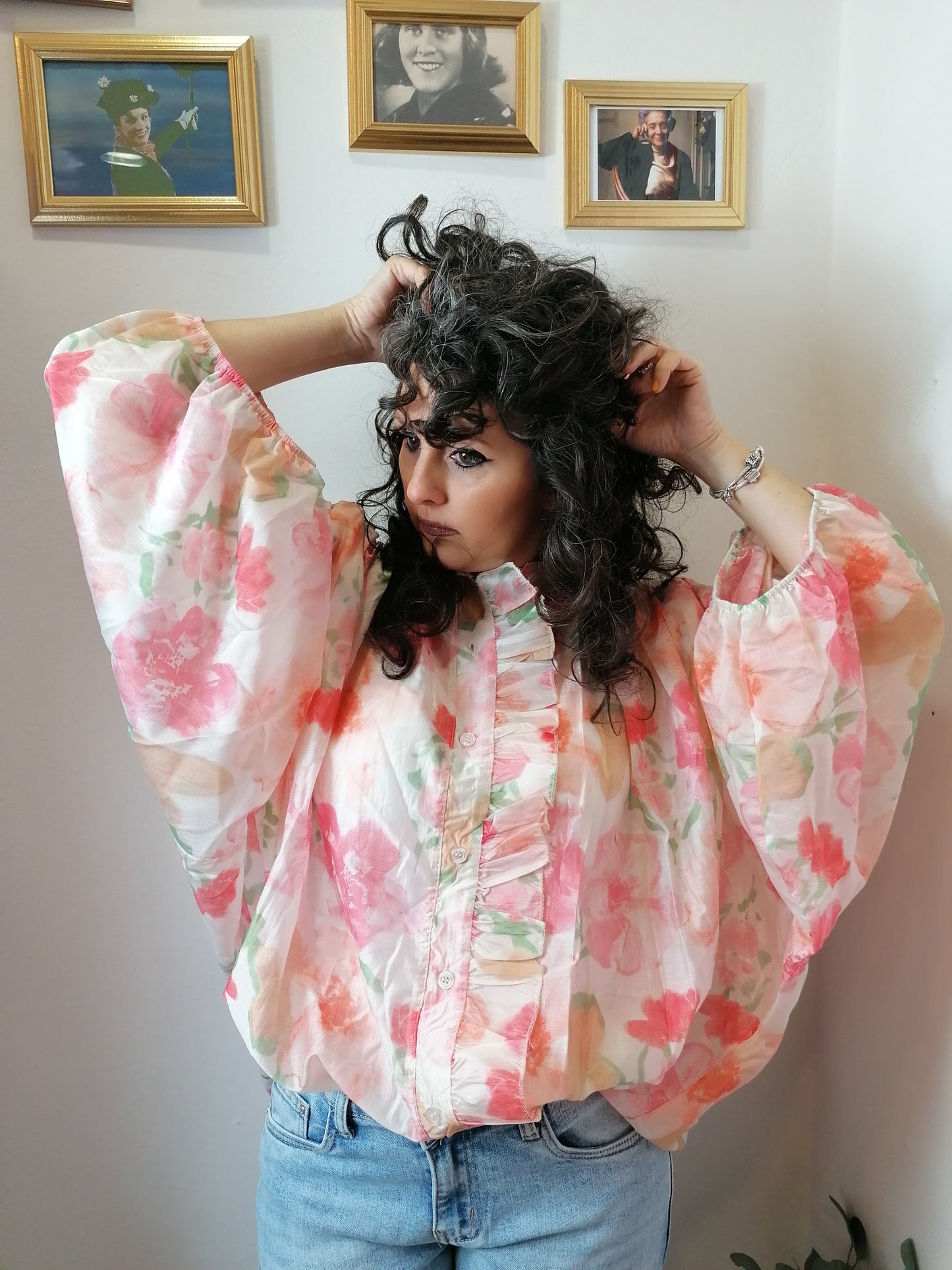 Blusa ampia floreale rosa