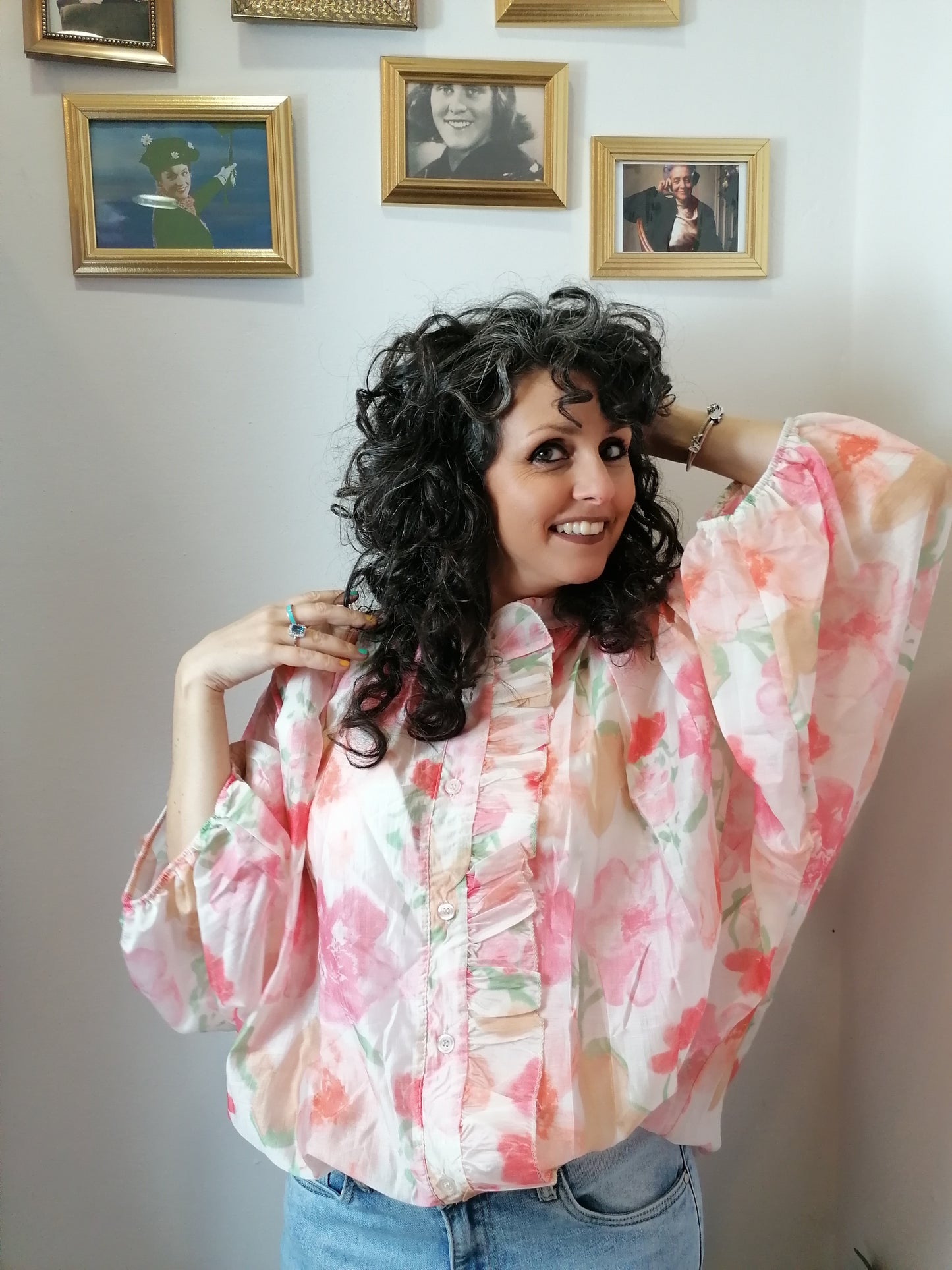 Blusa ampia floreale rosa