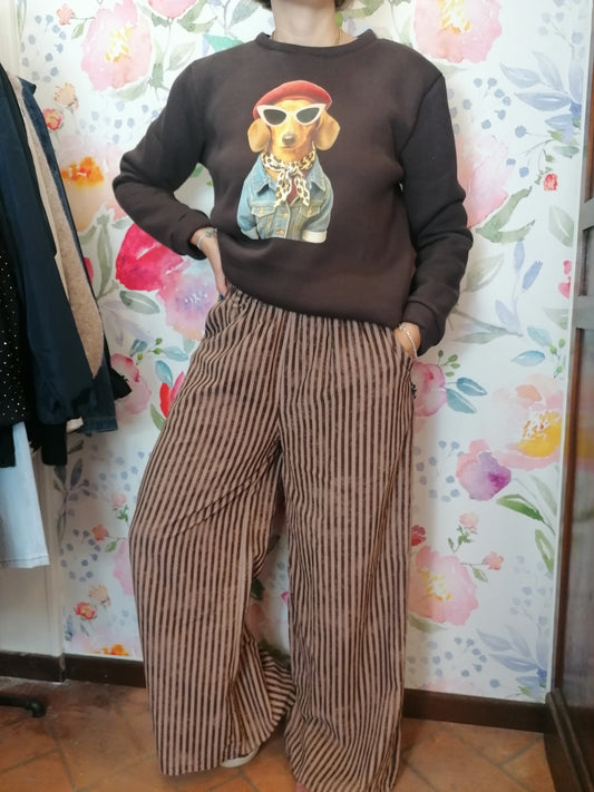 Pantaloni righe vellutino