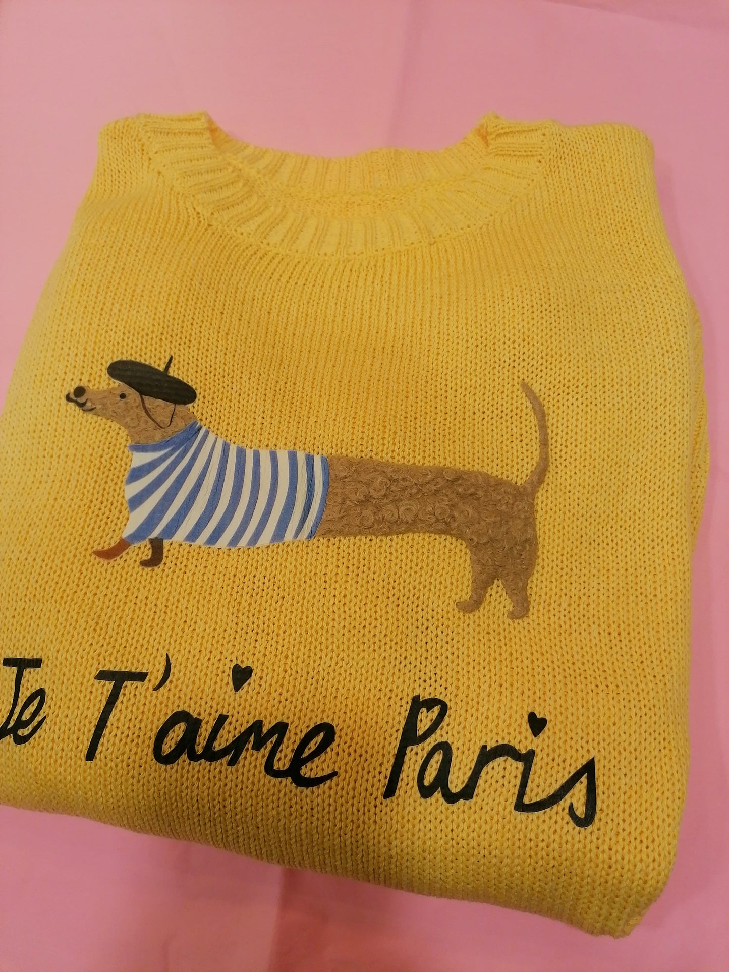 Maglioncino cotone bassotto "Je t'aime Paris"