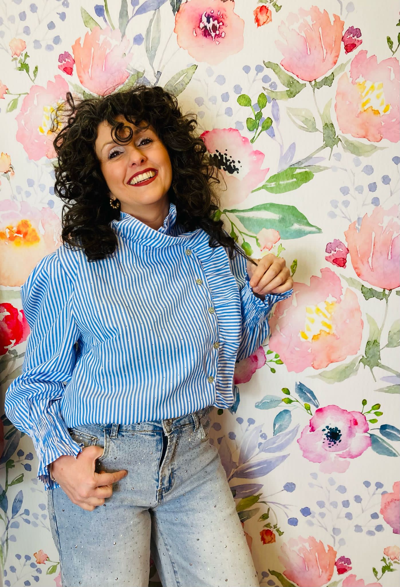 Camicia a righe con brillantini