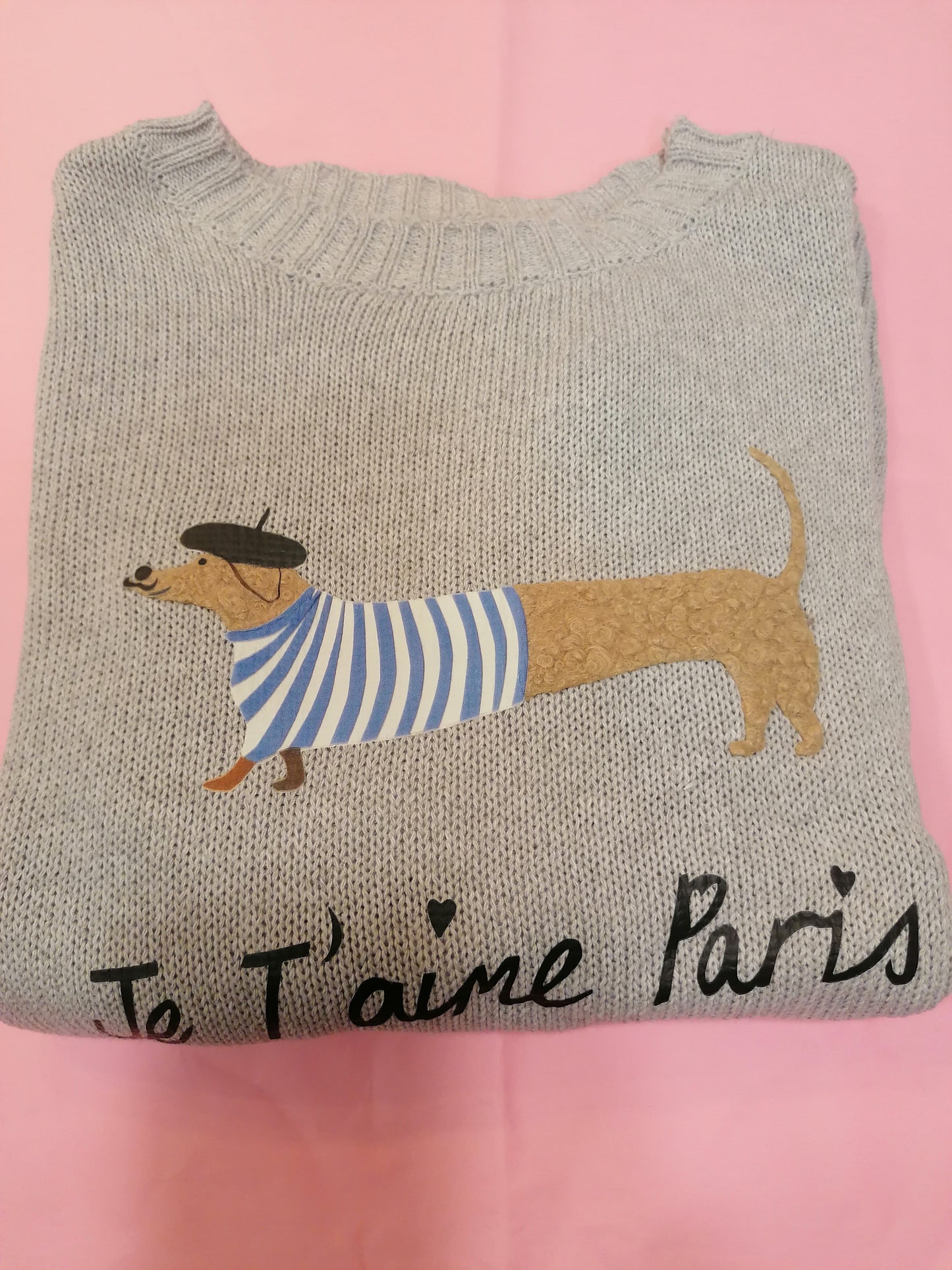Maglioncino cotone bassotto "Je t'aime Paris"
