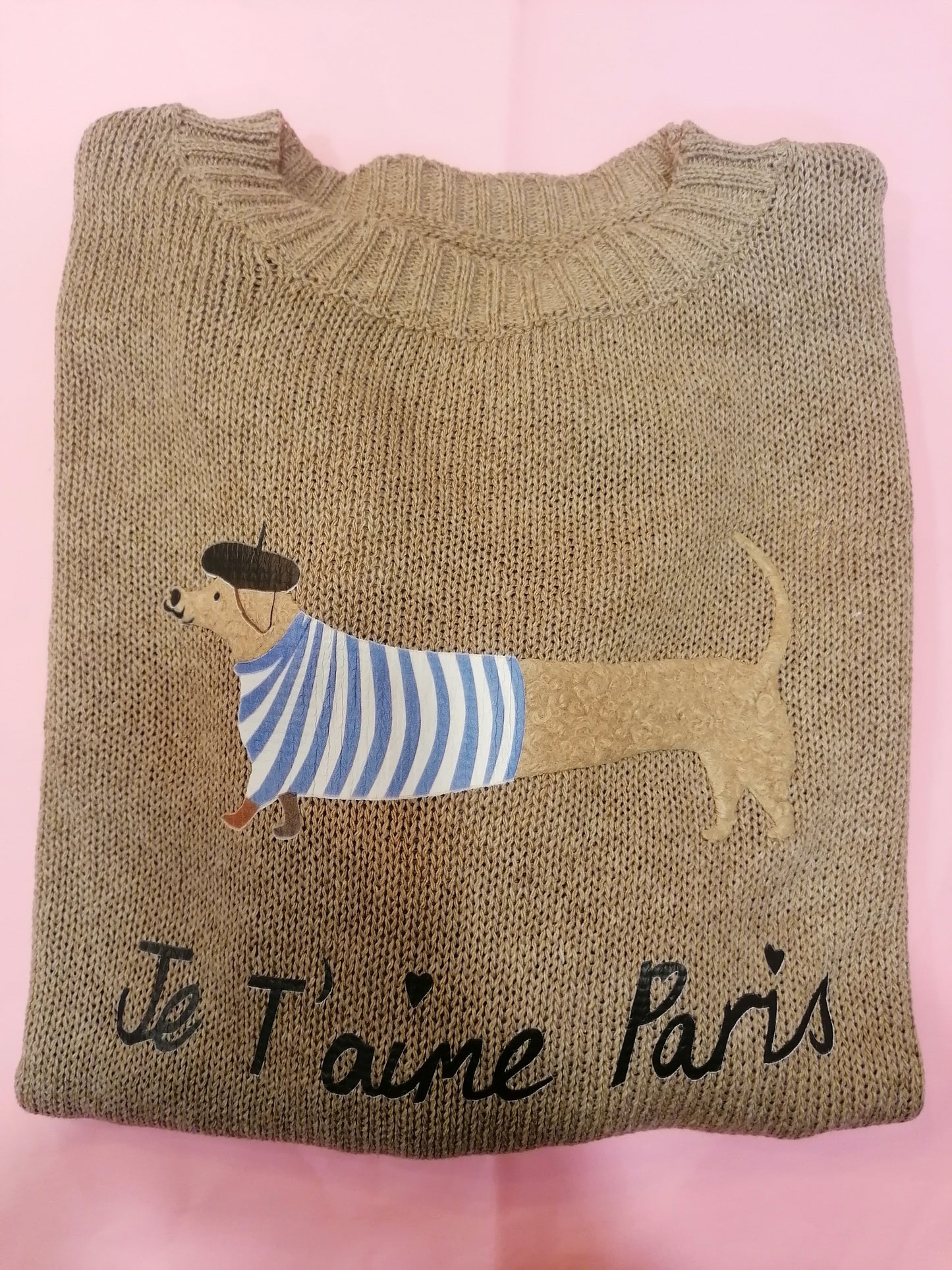 Maglioncino cotone bassotto "Je t'aime Paris"