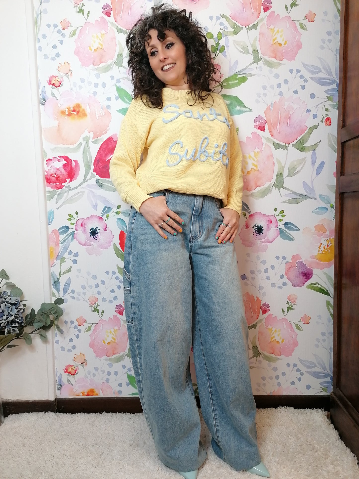Jeans barrel con tasche a cuore