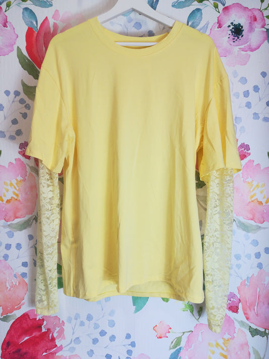 T-shirt over maniche in pizzo
