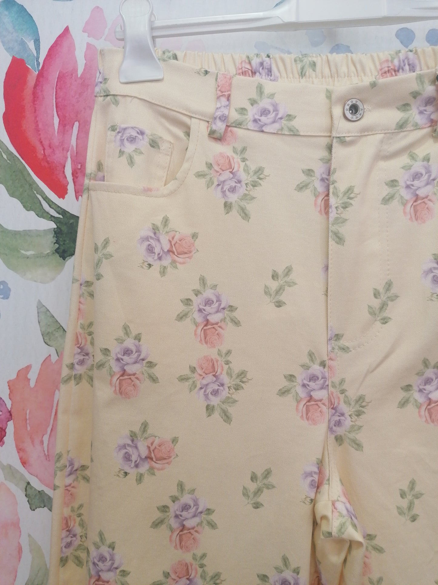 Pantaloni denim fiori
