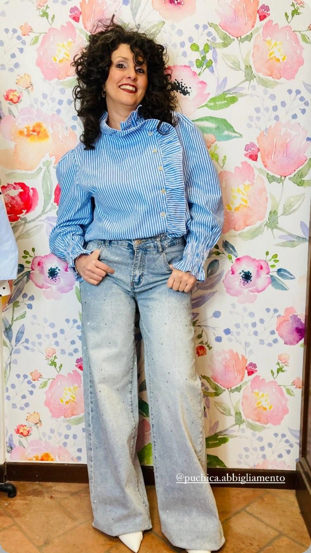 Camicia a righe con brillantini