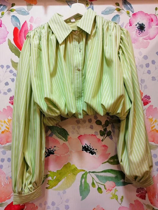 Camicia crop in cotone a righe
